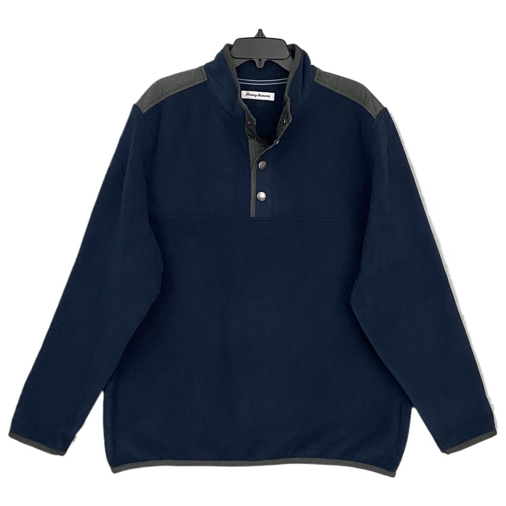 Tommy Bahama Sweatshirt Men's Medium Field Runner Half-Snap Mock-Neck Blue NEW